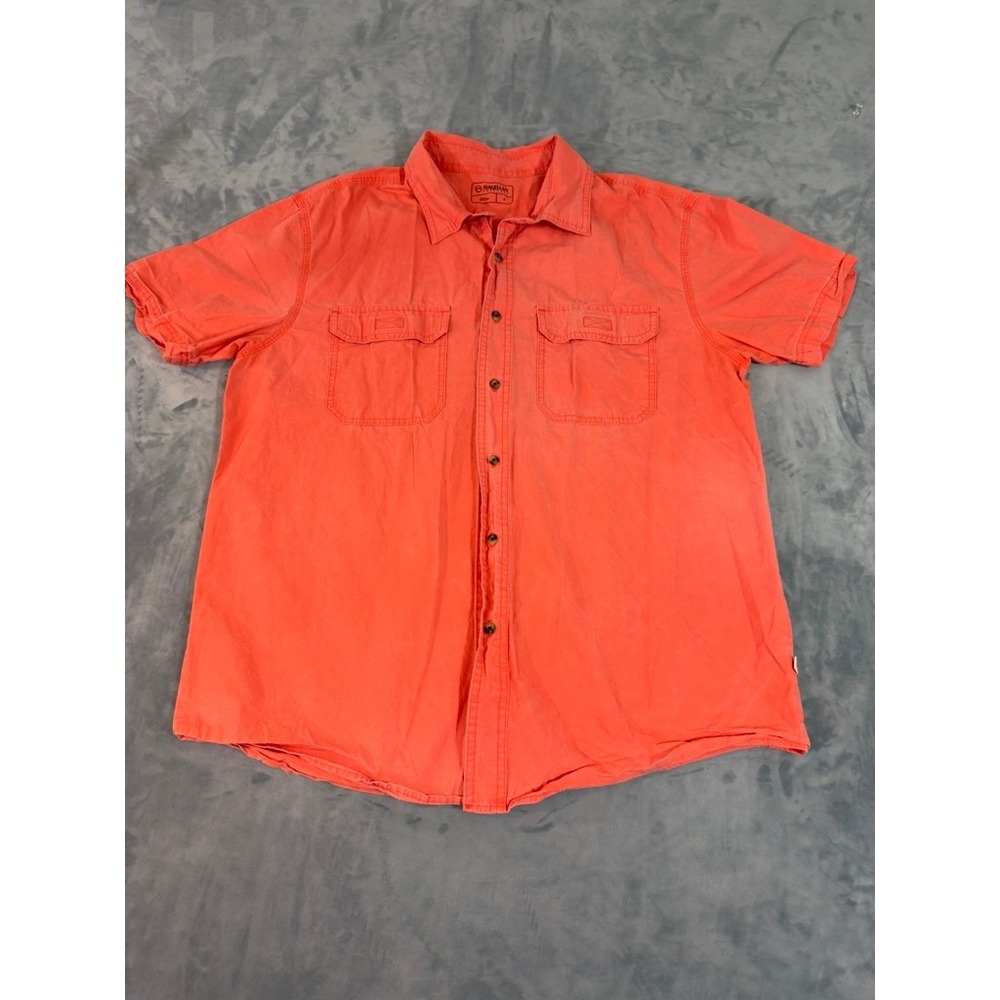 Magellan Outdoors Mens Large Coral Orange Short Sleeve Button Down Fishing Shirt